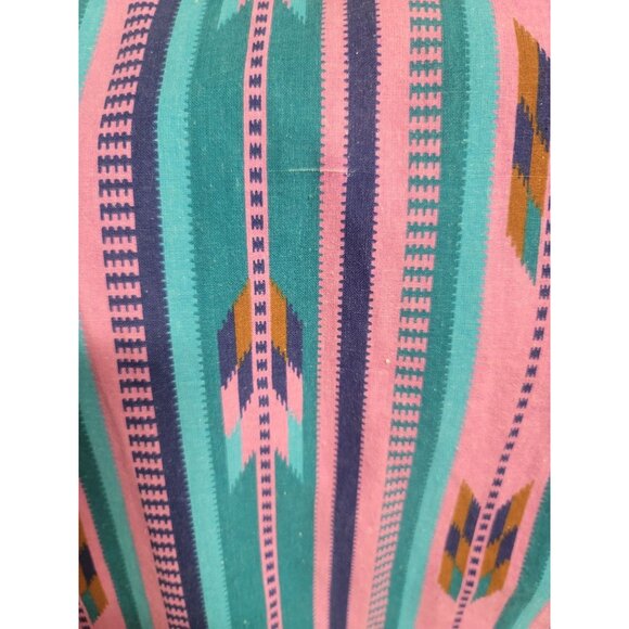 Vintage Ruddock Bros Western Shirt Large Aztec Print Pink & Teal 100% Cotton - Picture 6 of 8